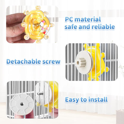 2Pcs Bird Spinner Hanging Toys for Parakeets, Interactive Wheel for Small Medium Parrots, Cockatiels, Conures - Rattle Chew Beak Exercise