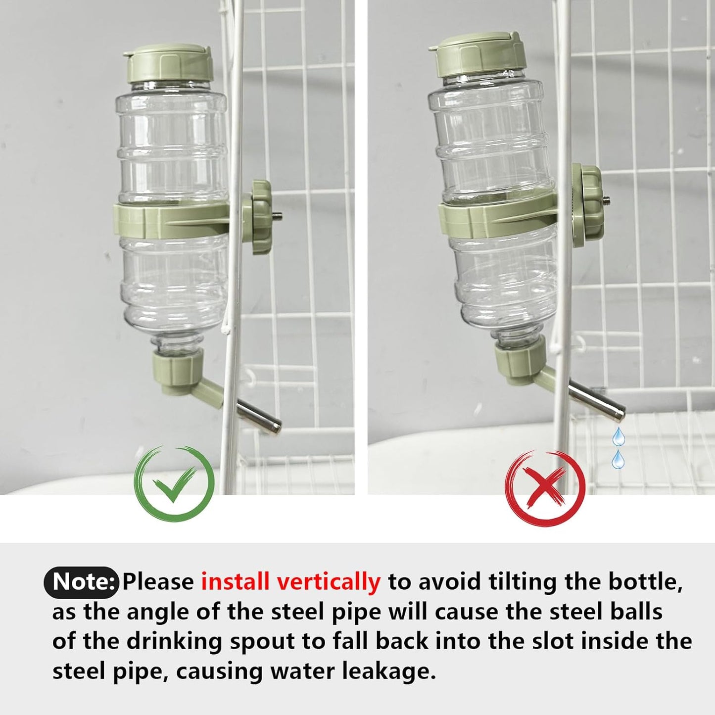 16.7oz Guinea Pig No Drip Water Bottle,Rabbit Hanging Leakproof Water Dispenser,Bunny Automatic Feeder,Ferret Cages Crate Accessories for Bunny Chinchilla Hedgehog Squirrels (Green)