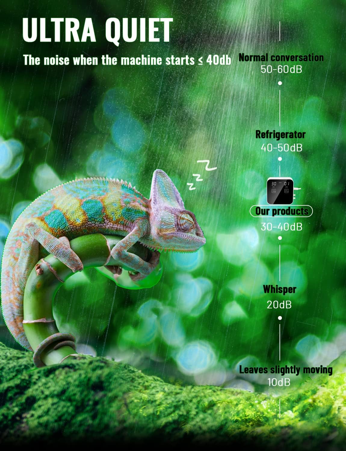 Reptile Mister Automatic, Quiet Reptile Misting System with Timer, Reptile Fogger Humidifiers with Fine Water Mist Nozzles, Terrarium Mister Humidifiers with Water Shortage Protection