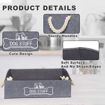 Large Dog Toy Box - Trapezoid Dog Toy Bin with Handles, Collapsible Pet Supplies Storage Basket, Perfect for Organizing Dog Cat Toys and Accessories