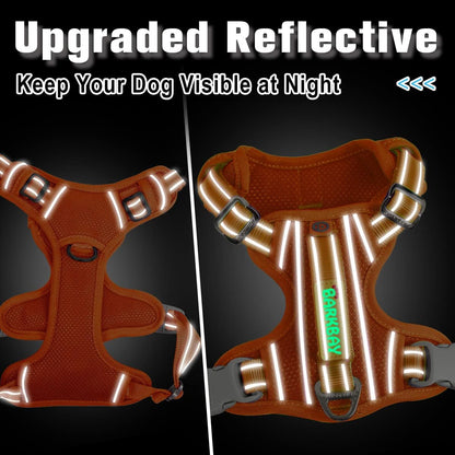 BARKBAY Dog Harness No Pull with ID Tag Pocket - Heavy Duty, Reflective, Easy Control for Large Dogs(Orange,M)