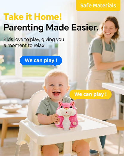 Talking Hamster Repeats What You Say,2025 Top Christmas Funny Gifts,Toddler Toys for Ages 2-4 5-7 8-13 Girls Pink Stocking+Stuffers Kids Interactive Dolls,a Most Popular Stuffed Animal Plush