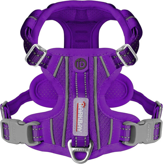 BARKBAY Dog Harness No Pull with ID Tag Pocket - Heavy Duty, Reflective, Easy Control for Small Dogs(Purple,S)