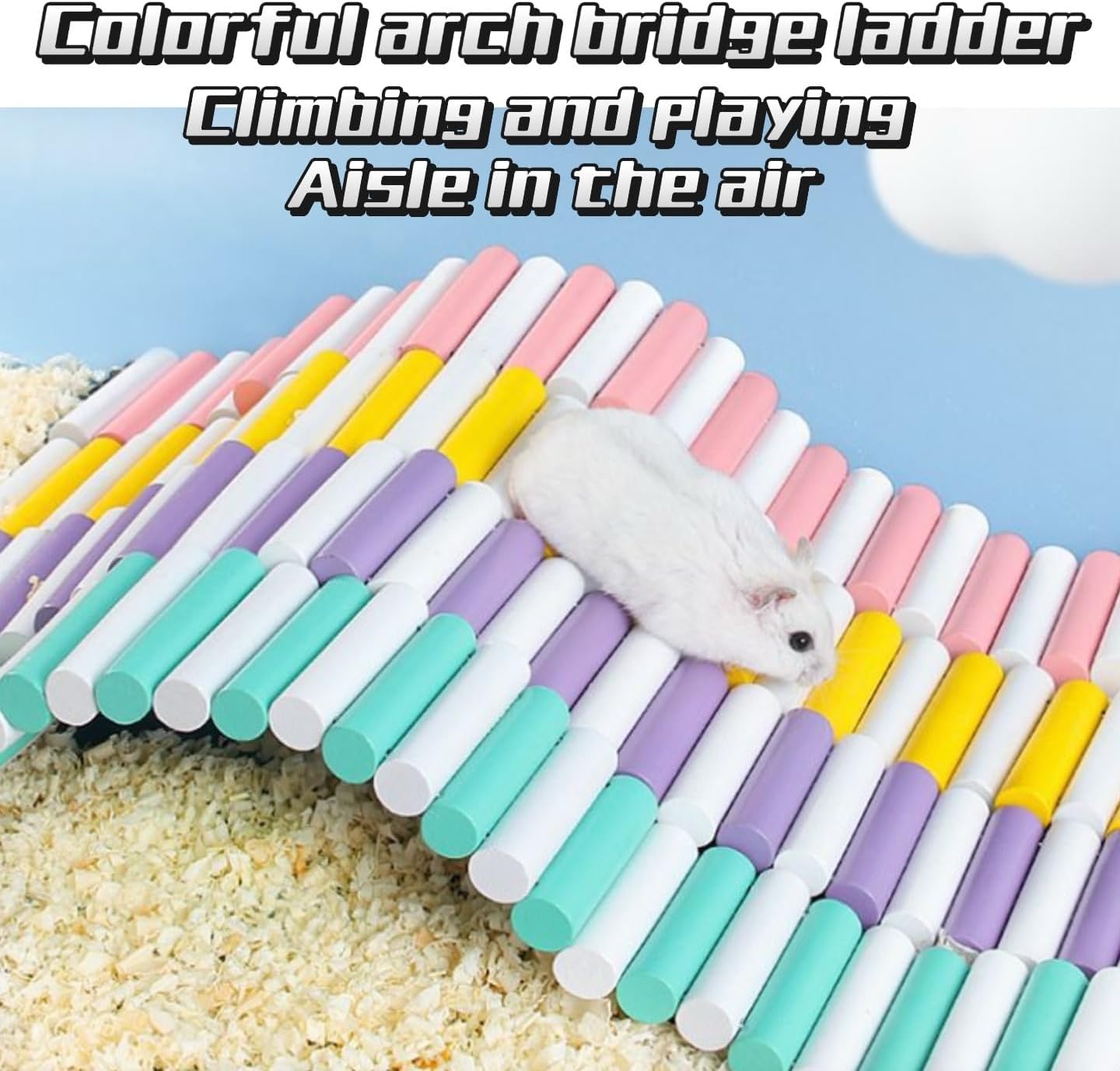 2Pcs Hamster Swing Toy, Soft Climbing Ladder, Wooden Arch Bridge, Hideaway Fence Tunnel, Landscape Supplies Climbing Ladder (Purple White)