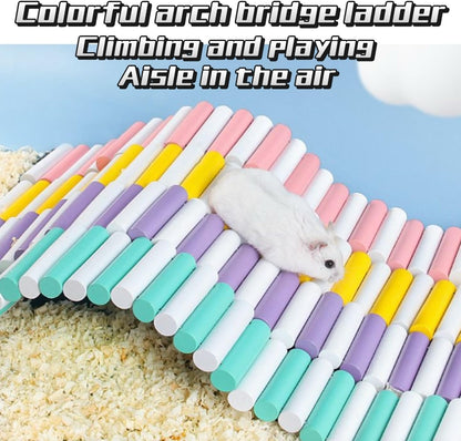 2Pcs Hamster Swing Toy, Soft Climbing Ladder, Wooden Arch Bridge, Hideaway Fence Tunnel, Landscape Supplies Climbing Ladder (Purple White)