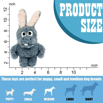 Squeaky Dog Toy Plush, Stuffed Crinkle Tug of War Dog Toy Keep Them Busy Pet Puppy Birthday Toy for Small Medium Large Dogs (Grey)