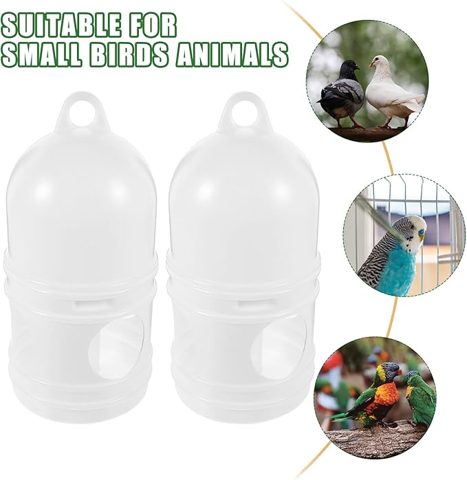 Bird Feeding Dispenser Pigeon Water Dispenser - 2pcs Birds Plastic Waterer Plastic Drinker with Handle for Pigeon Birds, Automatic Feeders (1L, White) Pet Drinker