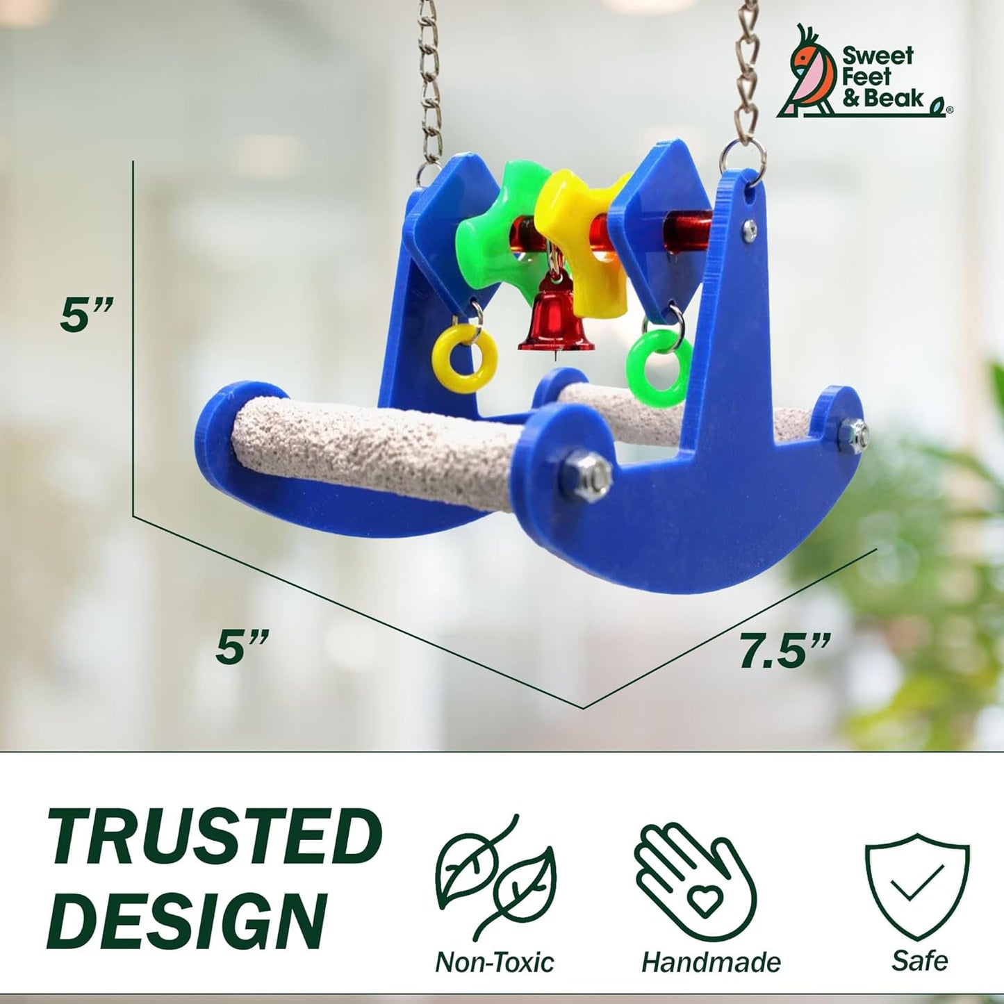 Sweet Feet and Beak Tweeter Totter - Perfect Cage Toy Stimulates Visual and Physical Activity - Safe, Non-Toxic, Cage Accessories for Small Birds