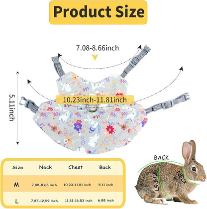 2-Pack Small Pet Harness & Leash Set – Soft, Adjustable Vest for Rabbits, Kittens, Squirrels & More (Grey, M)
