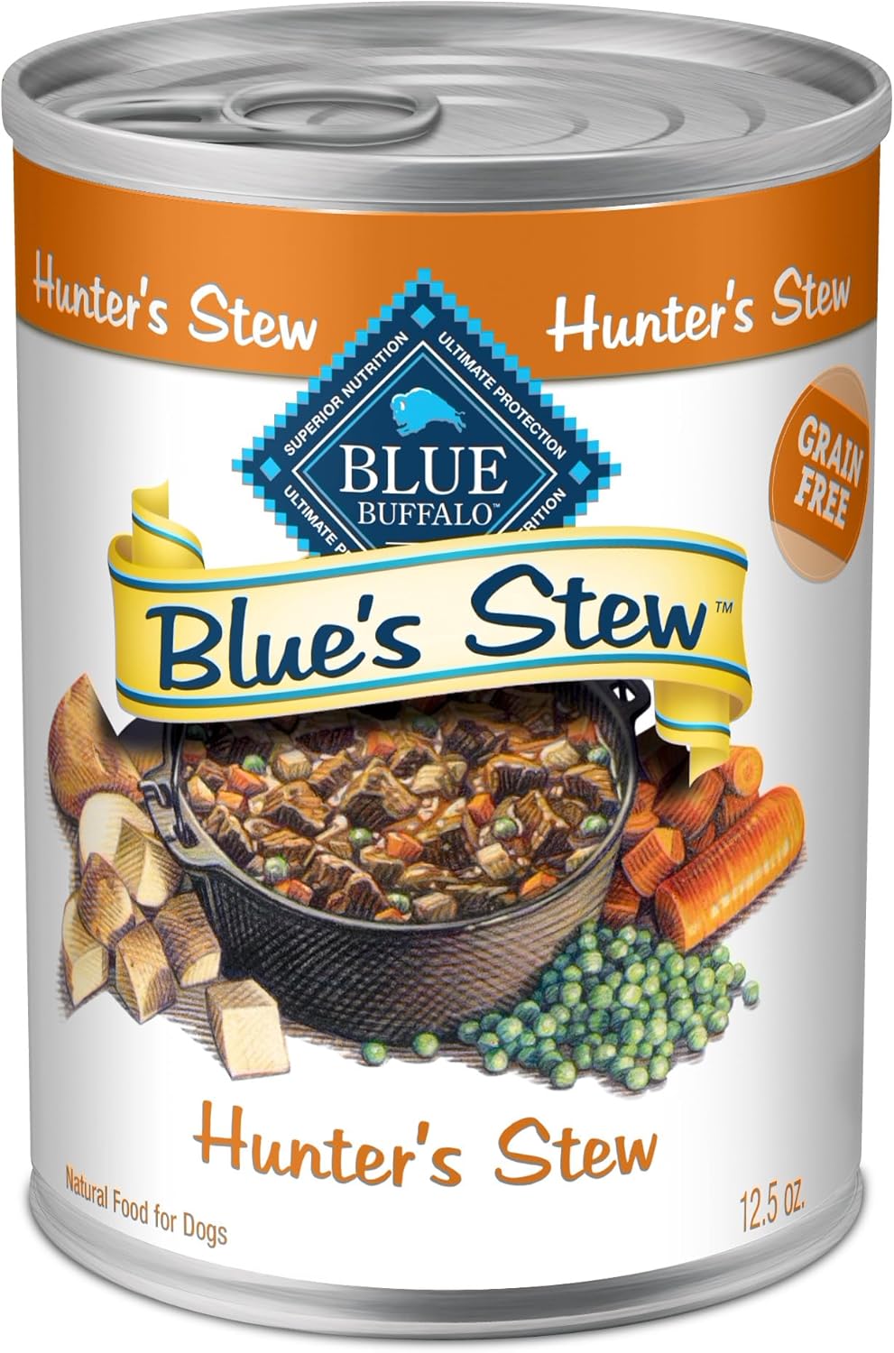 Blue Buffalo Blue's Stew Grain Free Natural Adult Wet Dog Food, Hunter's Stew 12.5 oz cans (Pack of 12)