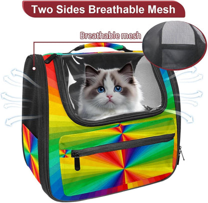 Colorful Rainbow Painting Pet Carrier Soft Sided Carrier for Small Medium Cats Dogs
