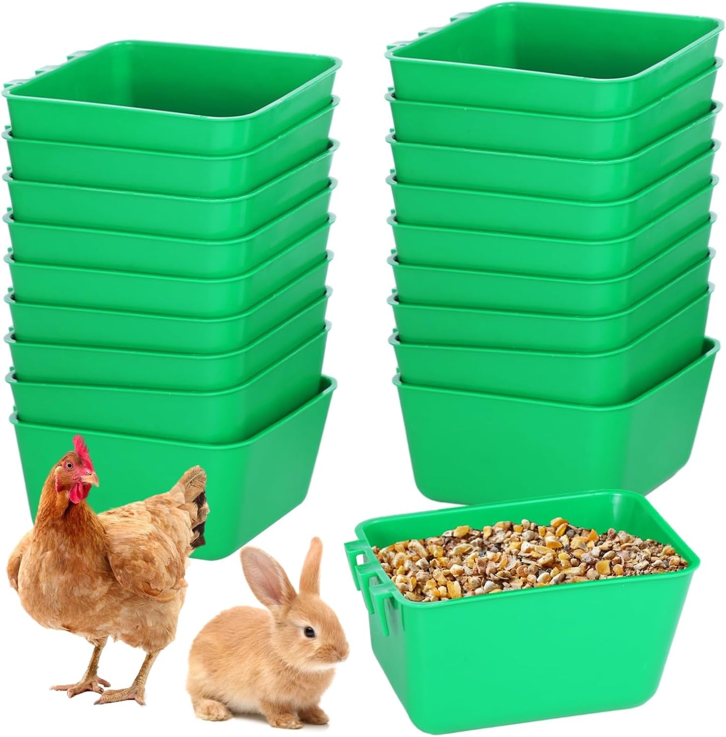 20 Pcs Cage Cups 16 oz Chicken Feeder Waterer Birds Feeders Hanging Bunny Cage Feeder Chicken Water Bowl Feeding Seed Bowl for Pet Parrot Rooster Parakeet Gamefowl Poultry Pigeon Wire Cage