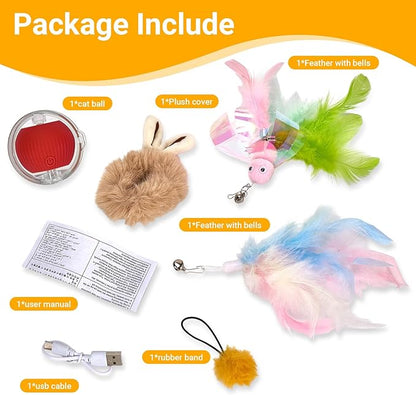 Interactive Cat Toys for Indoor Cats, Motion Activate Ca t Toy, Smart Kitten Rolling Ball Moving Ball Toys, Rechargeable Cat Ballfor Enrichment Exercise(Red)