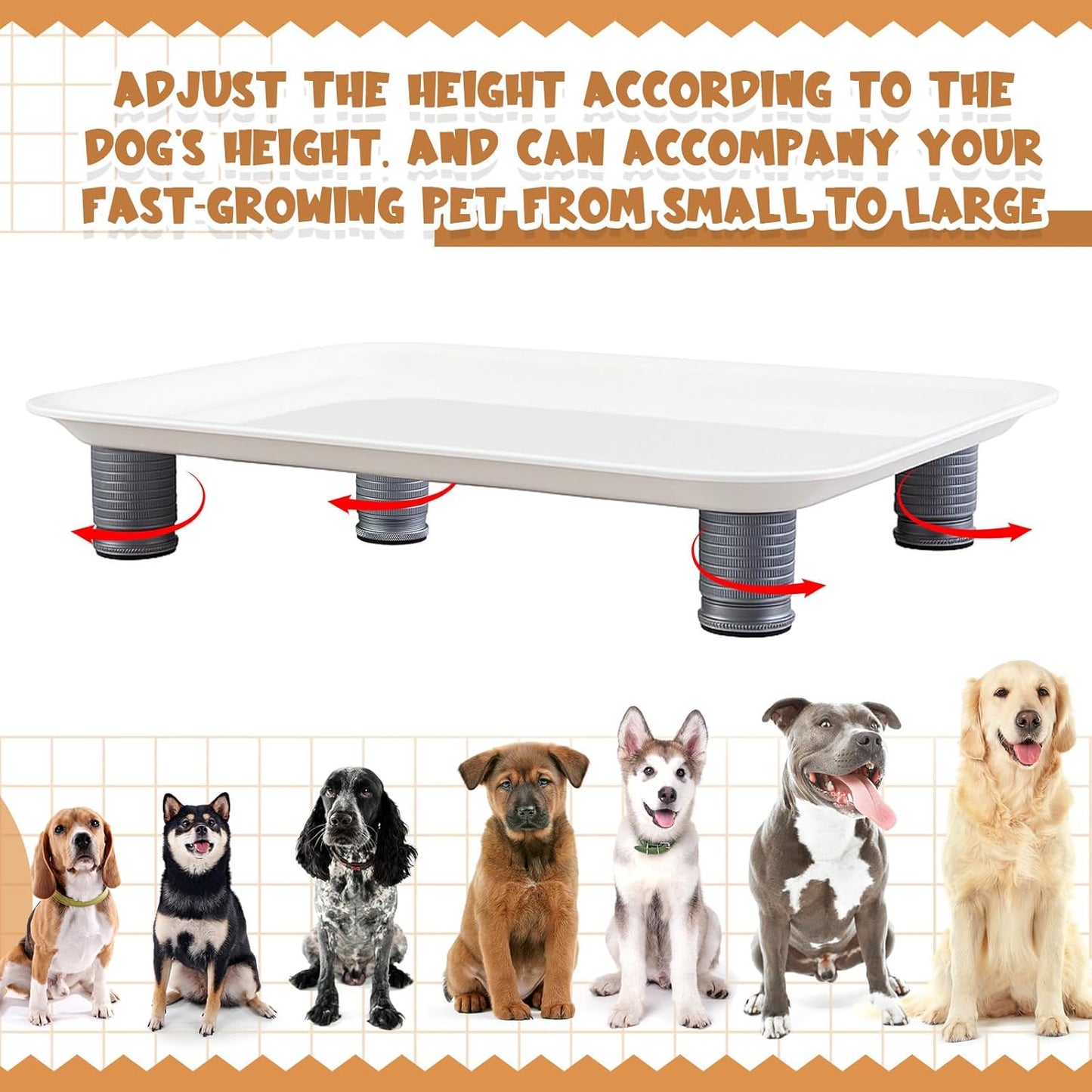 Marsui Ant Proof Cat Dog Bowl Tray - Waterless, Height Adjustable Legs for Pet Neck Comfort No Pest Pet Food Feeding Station, Kitchen Sweets & Trash Ant Barrier(43mm-75mm,White)