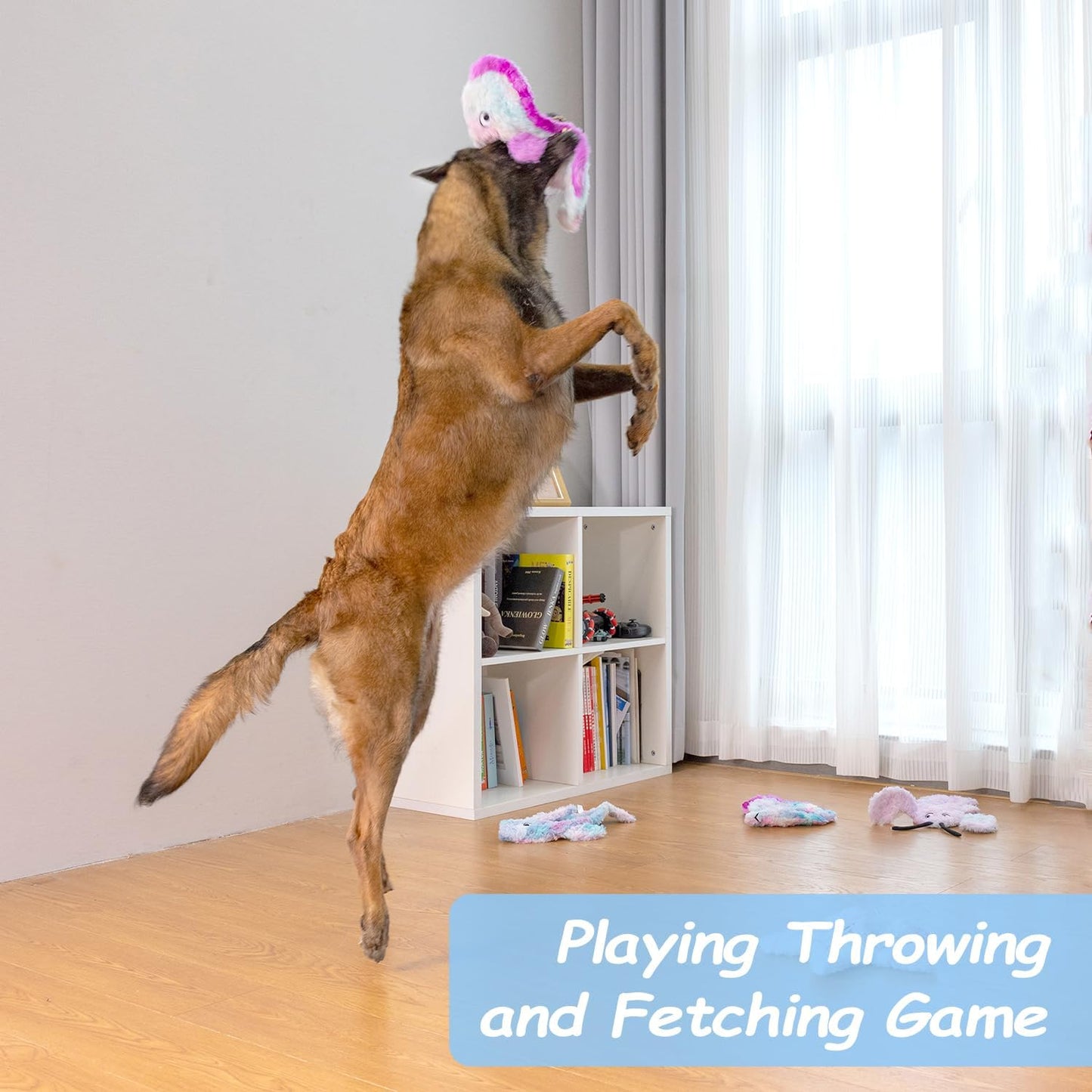 Dog Toys Pack, Durable Unstuffed Animal Dog Chew Toy, Large Soft Plush Dogs Toys Set, Dog Squeaky Toy for Small, Middle, Large Breed(5-Pack, Ocean Animals)