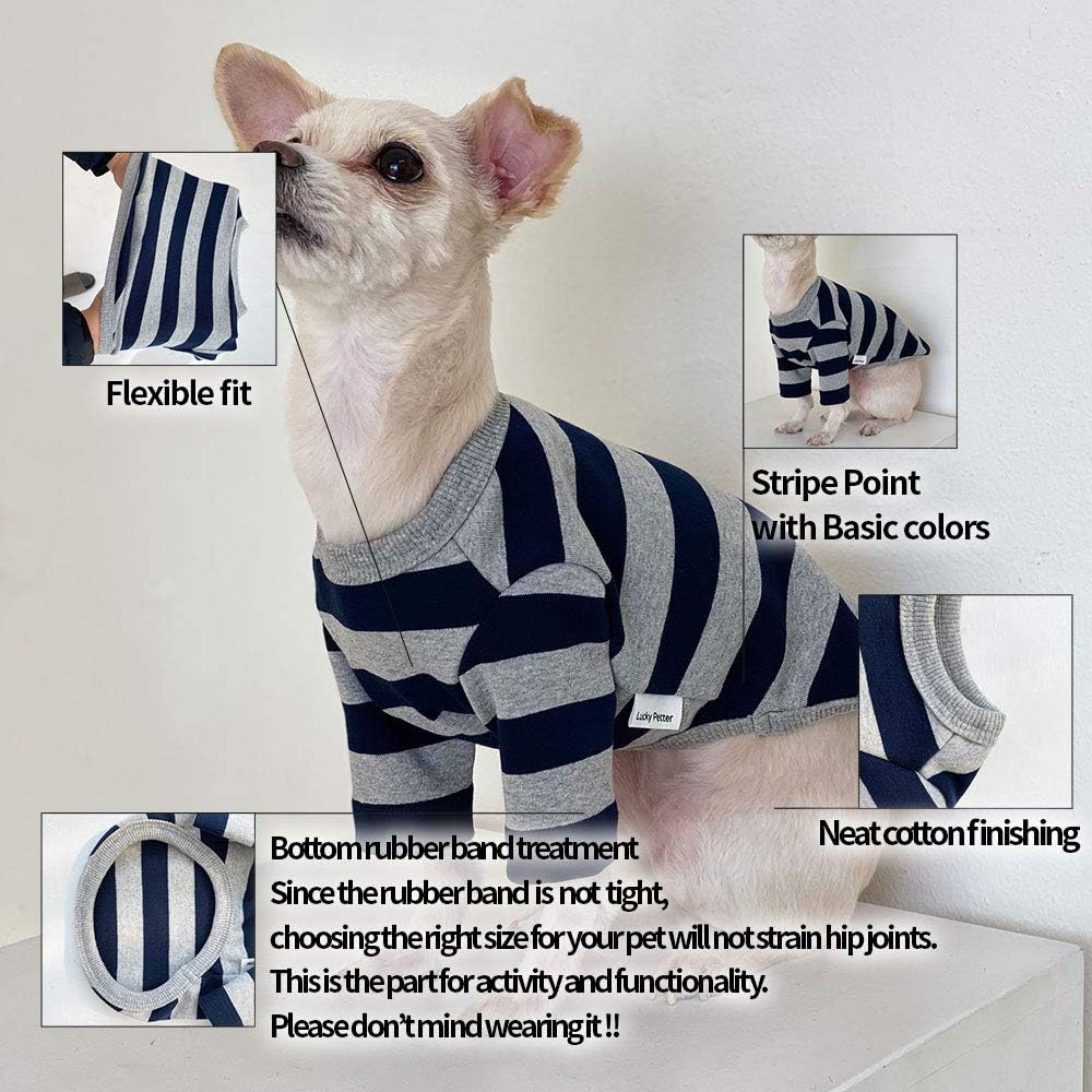 Dog Cotton Shirts for Small and Large Dogs Rugby Striped T-Shirts Soft Breathable Dog Shirt pet Clothes (X-Small, Green/Navy)