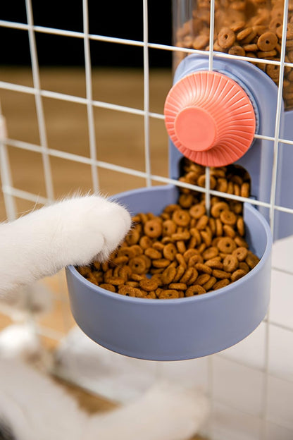 Kenond Hanging Automatic Pet Food Water Dispenser Set,1L Auto Gravity Rabbit Feeder and Dispenser, Cage Accessories Cat Food Bowl Dog Waterer for Puppy Chinchilla Hedgehog Ferret(Blue)