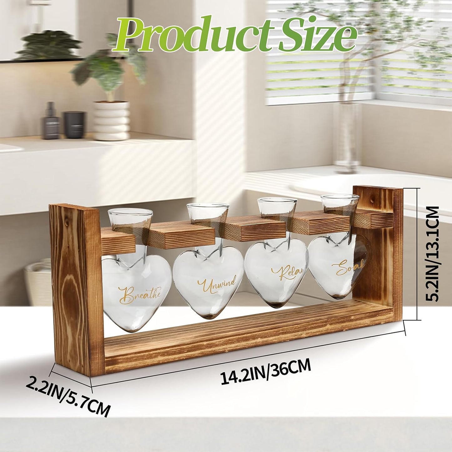 Plants Propagation Stations Plant Terrarium Kit for Bathroom Glass Planters for Indoor Plants Bathroom Decor Accessories - Relax Soak Unwind Breathe