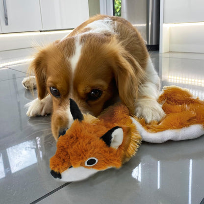 Best Pet Supplies Squeaky Dog Toys with Soft Durable Fabric for Small, Medium and Large Pets Interactive Toy for Indoor Play, Supports Active Biting and Play - Fox, Small