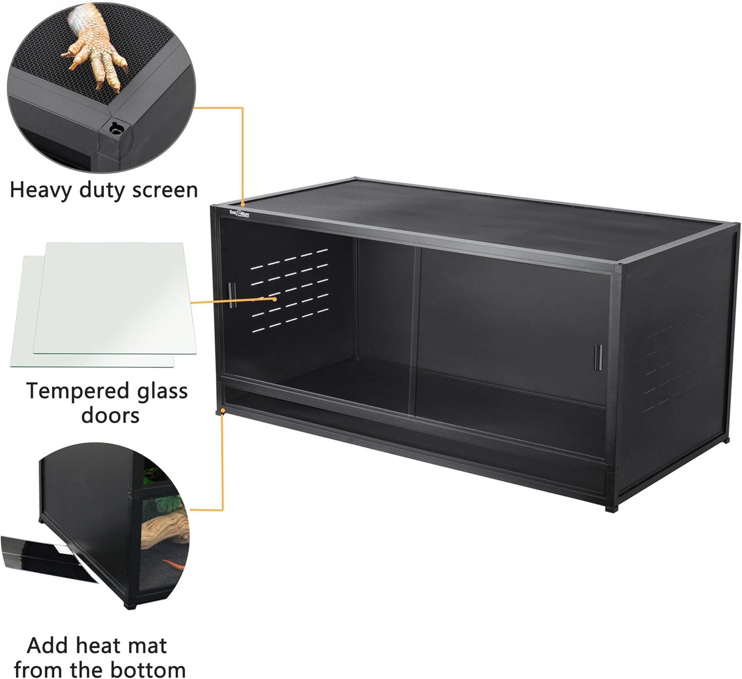 PVC Reptile Enclosure 8x2x2FT Large Reptile TerrariumTempered Glass Doors Habitat 240 Gallon for Bearded Dragon Gecko Lizard Snake, Wide Breeding Lounge Vivarium Area with Combination Lock