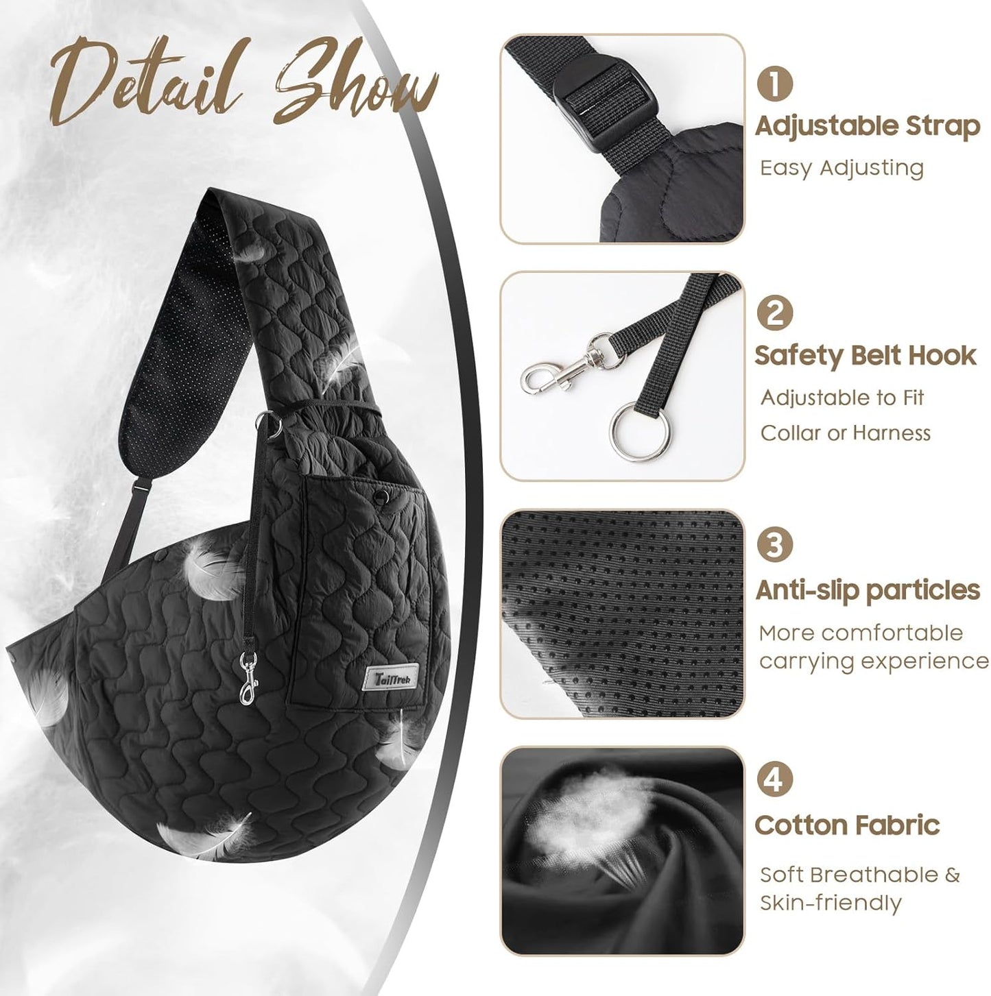 Dog Sling for Small Dogs, Front Dog Sling Carrier, Padded Adjustable Pet Soft Carrier with Adjustable Shoulder Strap, Travel Safety Harness Machine Washable for Small Cats Puppy Outdoor