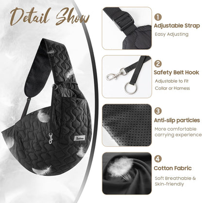 Dog Sling for Small Dogs, Front Dog Sling Carrier, Padded Adjustable Pet Soft Carrier with Adjustable Shoulder Strap, Travel Safety Harness Machine Washable for Small Cats Puppy Outdoor