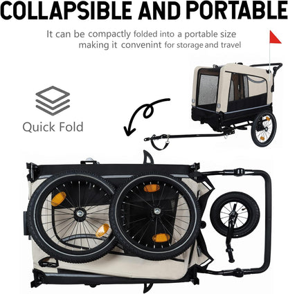 Pet Bike Trailer for Dogs, 88LBS Capacity Dog Bicycle Trailer with 20" Pneumatic Rubber Wheels, Multi-Directional Ventilation, Waterproof Cover, Perfect for Cycling with Pets