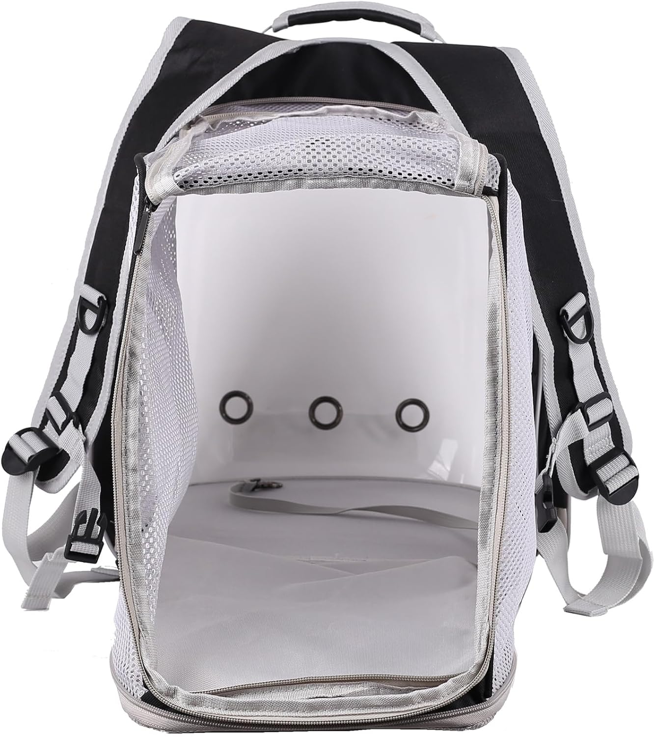 halinfer Dual Extension Pet Backpack Carrier for Large Cat and Small Puppy up to 20 Pounds, Clear Space Capsule Astronaut Transparent Bubble Window Pet Vet Travel Visit Bag