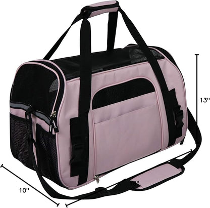 EliteField Soft Sided Pet Carrier (3 Year Warranty, Airline Approved), Multiple Sizes and Colors Available (Large: 19" L x 10" W x 13" H, Pink)
