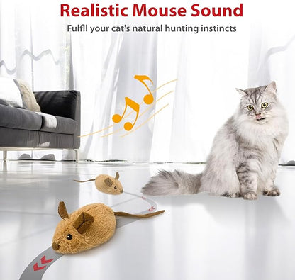 PETGEEK Gigwi Interactive Cat Toys for Indoor Cats, Moving Toy for Bored Indoor Adult Cats, Automatic Electronic Moving Mouse Cat Toys with Realistic Squeaky, Kitten Toys for Hunting Play Exercise