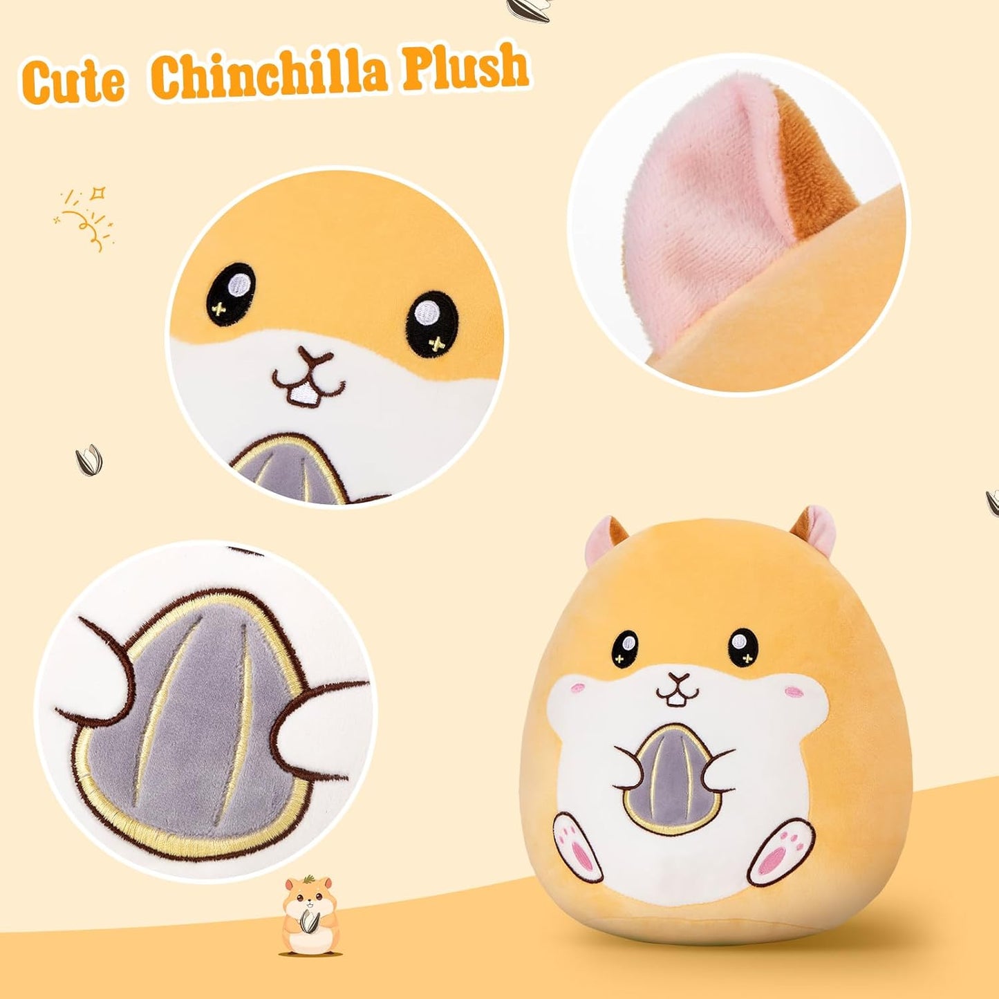 12" Hamster Plush Pillow Stuffed Animal Cute Hamster Plush Toy, Super Soft Cartoon Hugging Toy Gifts for Bedding, Kids Sleeping Kawaii Pillow