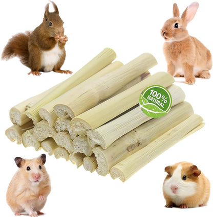 Rabbit Toys,400g (14.1oz) Bunny Chew Sweet Bamboo Sticks,100% Organic Natural Hamster Molar Treat,Guinea Pig Food Snack Stuff for Clean Teeth Pet Squirrel Rat Chinchilla Hedgehog Gerbil