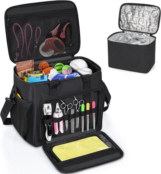 Pet Grooming Bag, GMAK Pet Grooming Tote Bags Supplies Organizer Case Dogs Cats Tools Organizer Tote for Pets Grooming Tools Kit, Clippers, Brush, Scissors or Other Pets Care Supplies, Black(Bag Only)