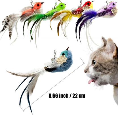 Cat Feather Toys Refill, 5 Pieces Cat Wand Attachments Feathers Bird Toy for Indoor Cats