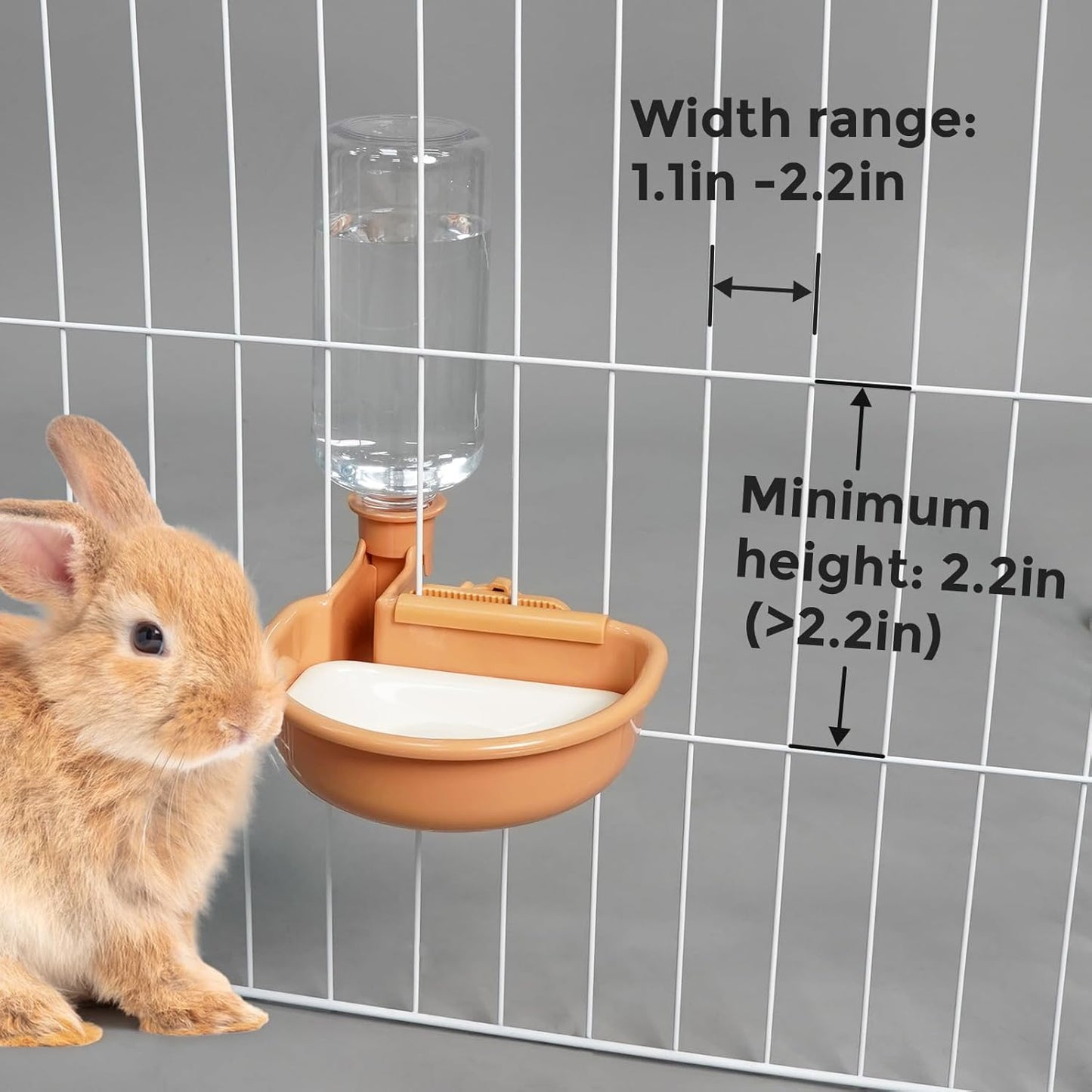 VANNON 16oz Pet Water Bottle, Gravity Dog Water Bowl Dispenser for Cage, Anti-Overflow Water Dispenser for Small Dogs, Cats, Rabbits and Other Small Animals, BPA Free, Orange