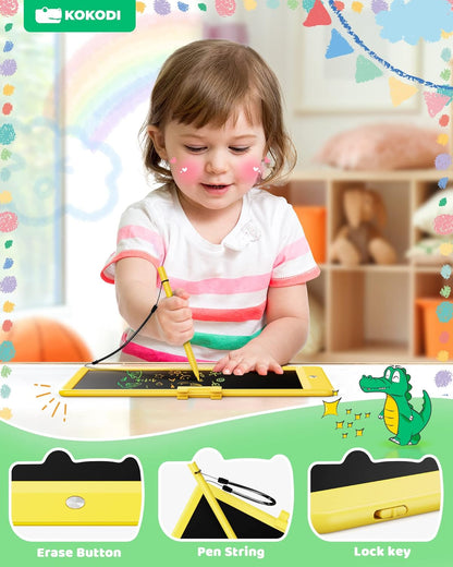 KOKODI LCD Writing Tablet, 10 Inch Colorful Doodle Board Drawing Tablet, Erasable Reusable Electronic Drawing Pads, Educational and Learning Toy for 3-6 Years Old Boy and Girls