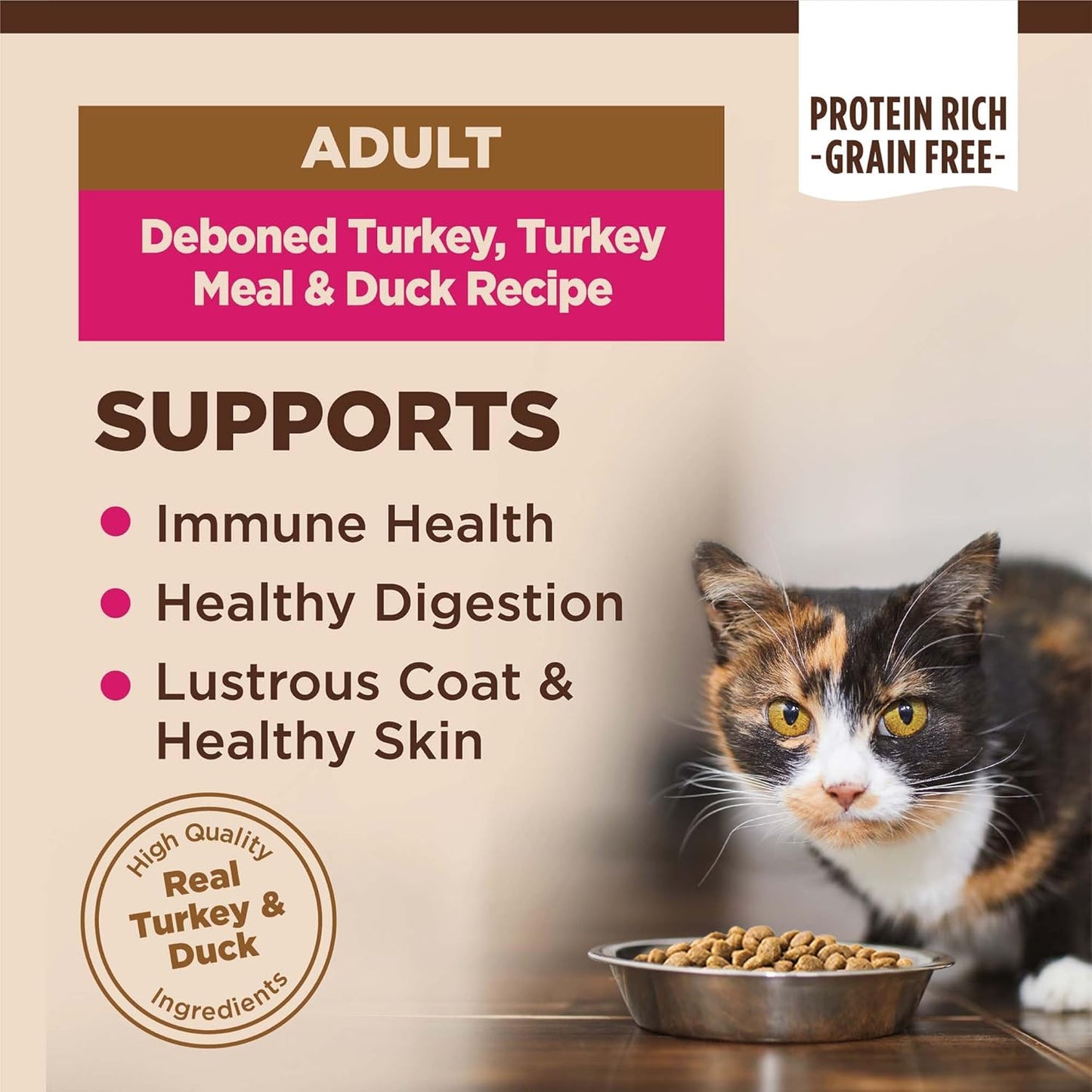 Wellness CORE Adult Dry Cat Food for Indoor & Outdoor Cats, Grain-Free, Natural, Turkey, Turkey Meal and Duck (5 Pound Bag)