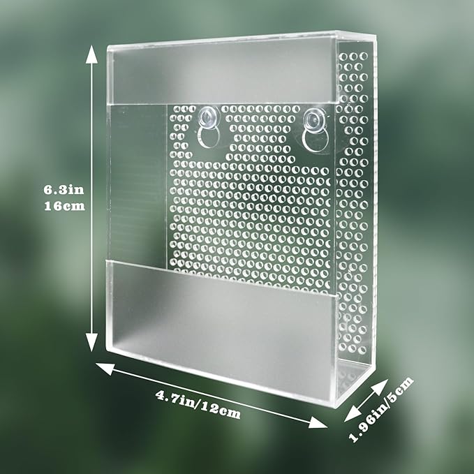 Transparent Acrylic Reptile Feeder Box, Wall-Mounted Insect Feeder with Suction Cups, Tank and Aquarium Accessories for Bearded Dragon, Lizard, Gecko, Frog
