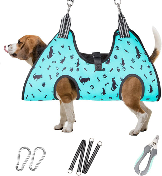 Dog Grooming Hammock - Pet Harness for Grooming Nail Trimming (M 40lb), Dog Sling for Nail Clipping, Dog Hanging Holder for Cutting Nail with Nail Clippers
