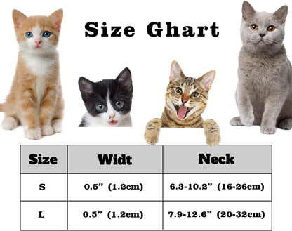 Personalized Cat Collar with Custom Name Plate, Customize Engraved Gold Metal Buckle, Adjustable Velvet Tough Nylon Cat ID Tag Collars with Bell