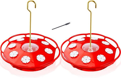 eWonLife Hummingbird Feeder for Outdoors Hanging, Humming Bird feeders, Easy to Clean and Fill, Leak Proof, 2 Pack Saucer Feeder for Birds, with Clean Brush and 8 Feeding Ports (16 OZ/Pack)