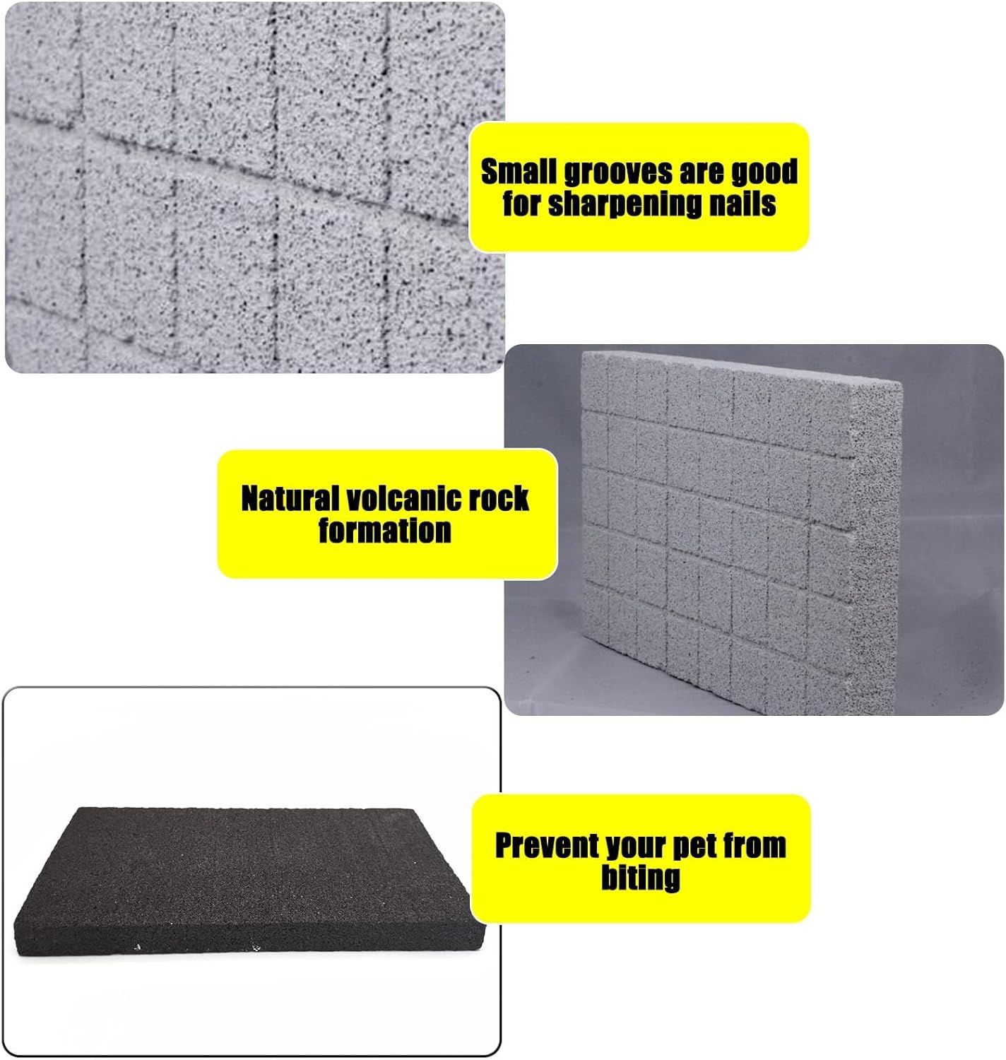 Hamiledyi Rabbit Scratch Foot Pads 2Pack Bunny Grinding Claw Pad Small Animals Lava Grinding Teeth Stone Hamster Chew Sweet Bamboo Treats Toy for Chinchilla Ferret Guinea Pig Rat Gerbil Hedgehog Black