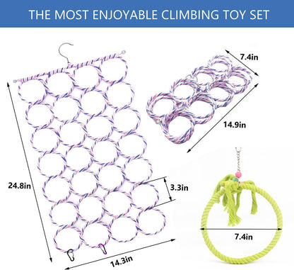 3 Pack Swing Hanging Toys,Bird Climbing Rope Net Ladders Small Medium Pet Activity Toy Suitable for Parakeet,Cockatiel,Cockatoo,Hamster,Rat,Ferret(Random Color)