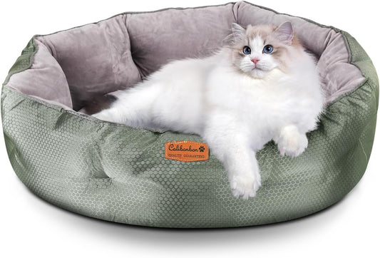 Dual-Sided Pet Bed, Reversible Dog Bed for Small Dogs & Cats with Removable Washable Cover, Warm Plush & Cool Oxford Fabric, Non-Slip Bottom, Grey 20x20 Inch