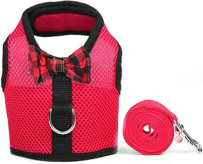 Rypet Animal Harness and Leash - Soft Mesh Pet Harness With Safe Bell, No Pull Comfort Padded Vest for Small Pet Red M