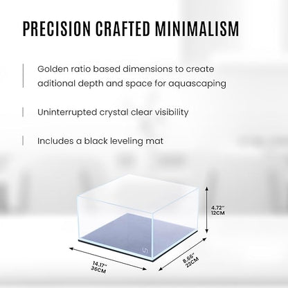 Ultum Nature Systems Ultra Clear Rimless Aquarium - Low Iron Glass Fish Tank with 45° Mitered Edges, 5mm-12mm Thick, Leveling Mat Included (5S, Shallow, 2 Gallon)