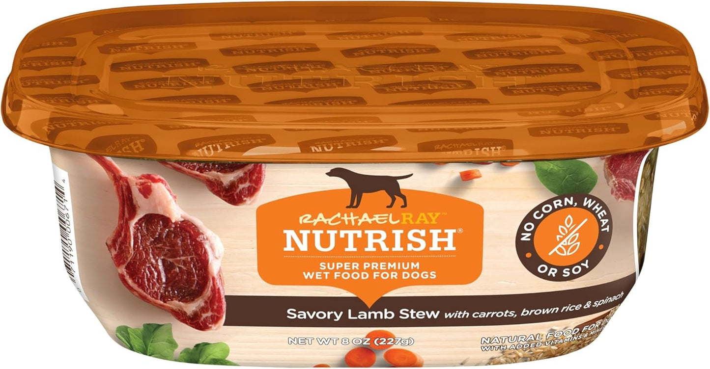 Nutrish Rachael Ray Premium Natural Wet Dog Food, Savory Lamb Stew Recipe, 8 Ounce Tub (Pack of 8)