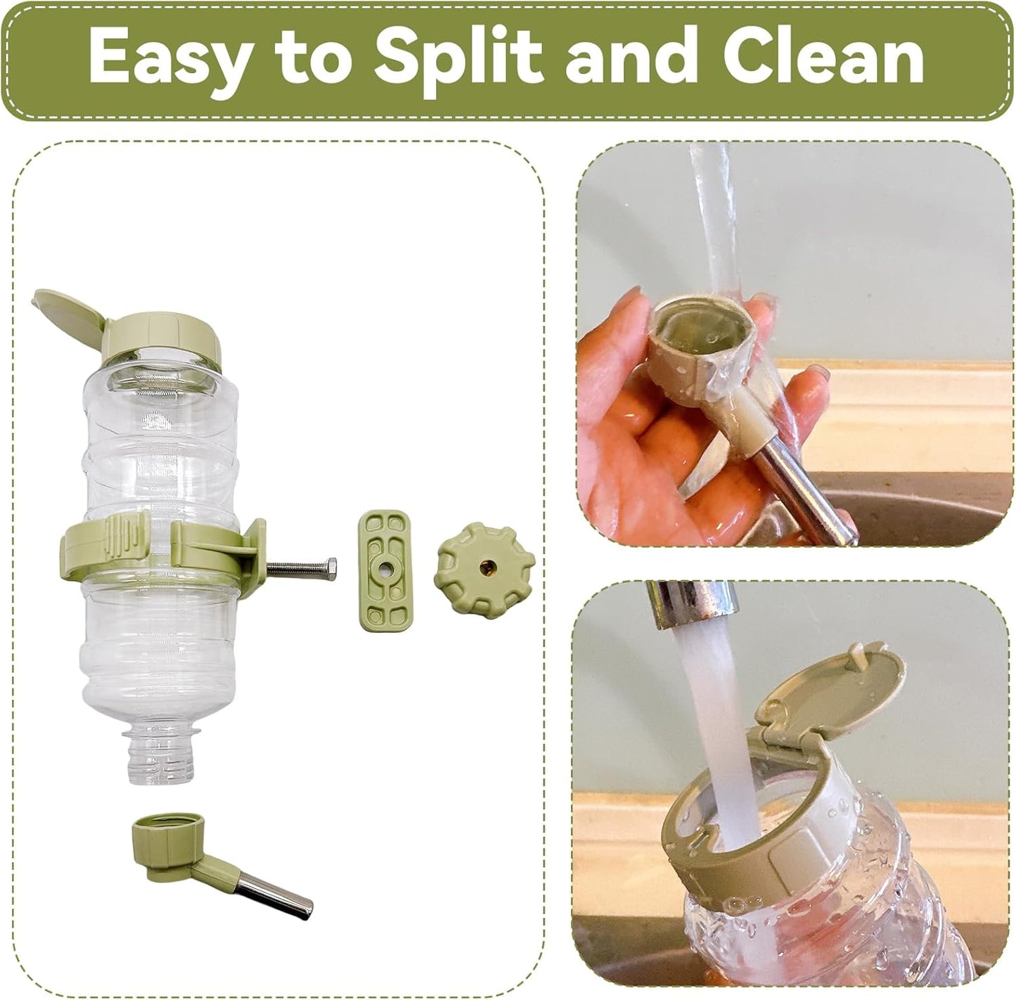 16.7oz Guinea Pig No Drip Water Bottle,Rabbit Hanging Leakproof Water Dispenser,Bunny Automatic Feeder,Ferret Cages Crate Accessories for Bunny Chinchilla Hedgehog Squirrels (Green)