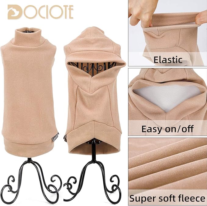 Small Dogs Fleece Dog Sweatshirt - Cold Weather Hoodies Spring Soft Vest Thickening Warm Cat Sweater Puppy Clothes Sweater Winter Sweatshirt Pet Pajamas for Small Dog Cat Puppy (Medium, Beige)