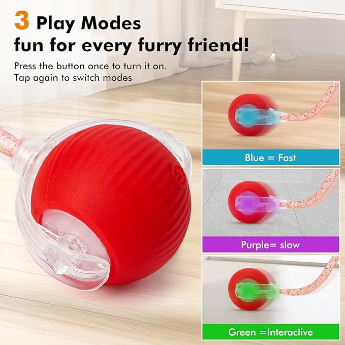 2 Packs Speed Tail 2.0 Interactive Cat Toys for Indoor Cats, Automatic Moving Cat Toy with Elastic Mesh Tail, Rechargeable Cats Ball for Enrichment Exercise